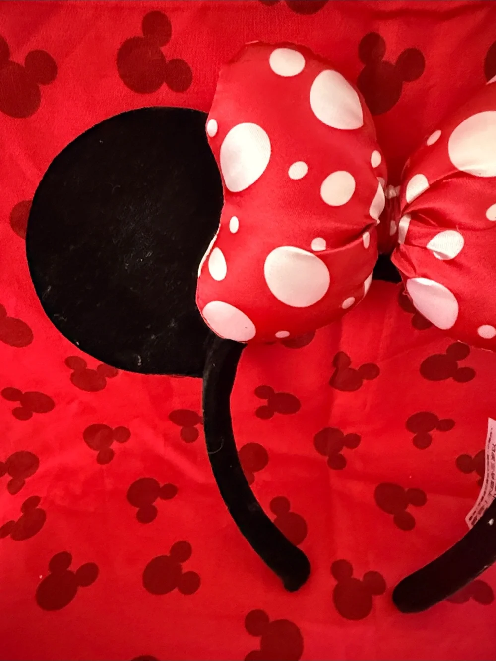 CLASSIC Minnie Mouse VELVET ❣️Ear Headband with Red Polka Dot Bow